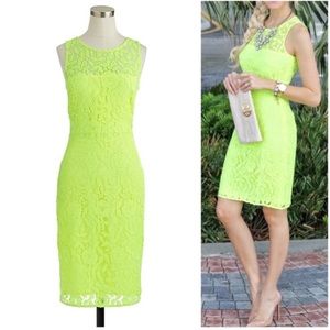 NWOT J. Crew Neon Yellow lace shift dress 6